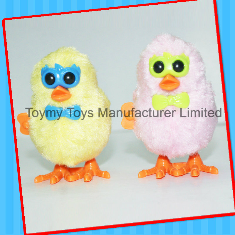 Wind up Single Wing Cartoon Glasses Plush Chicken Toy