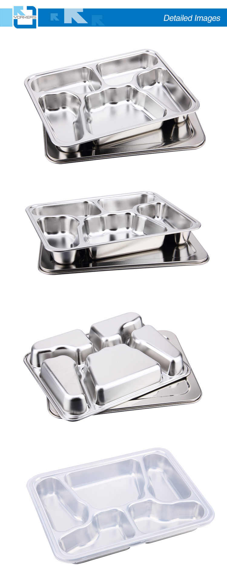 Wholesale Stainless Steel 5 Compartment Butterfly Lunch Plate