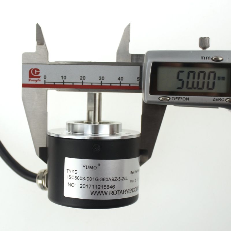 Yumo Isc5008-001g-360abz-5-24L Housing 50mm Shaft 8mm 360 Pulses Solidy Shaft Incremental Rotary Encoder