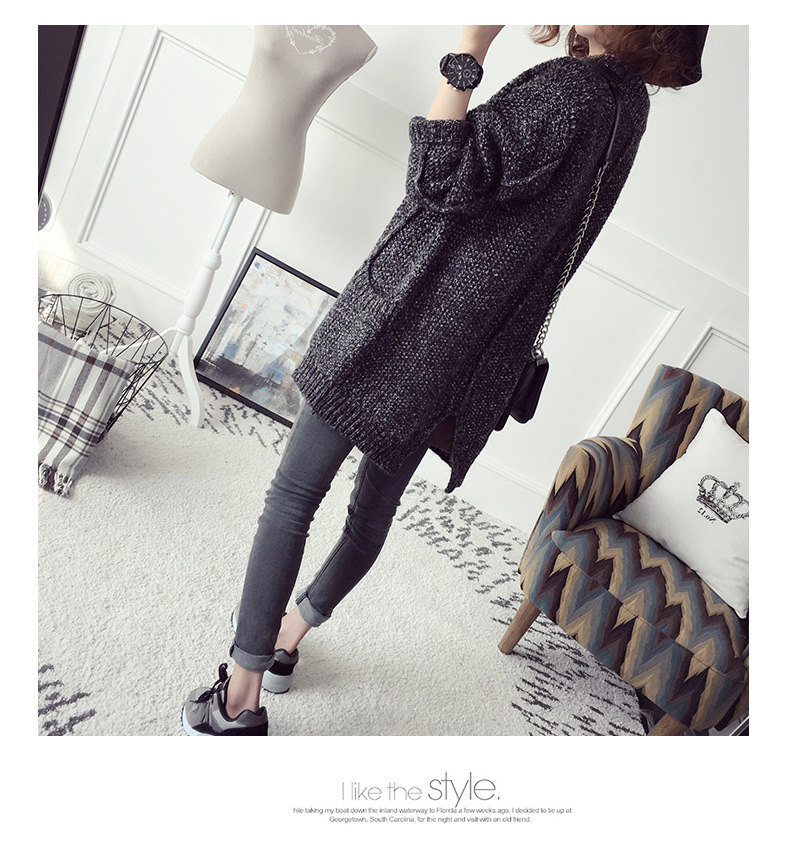 Women Batwing Sleeve Poncho Knit Loose Sweater Coat