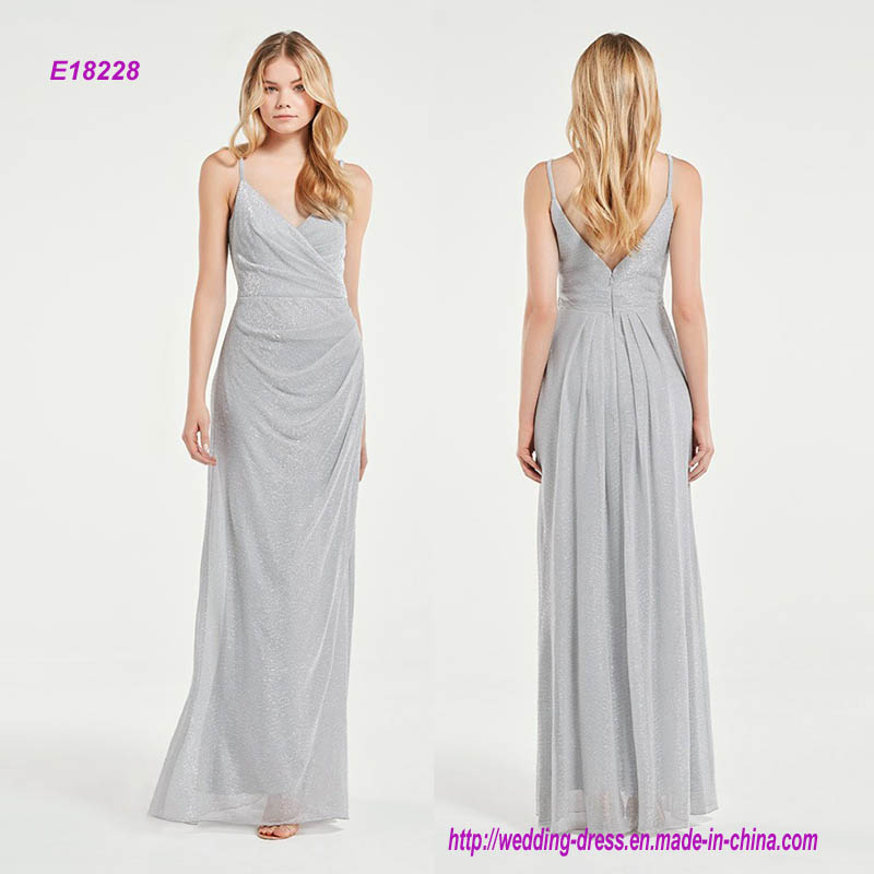 Luxurious Sparkle Flattering Draped Bridesmaid Dress