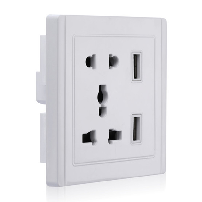 Wall Power Outlet Socket Supply with 2 Ports USB Charger Mobile Phone Charging Stand