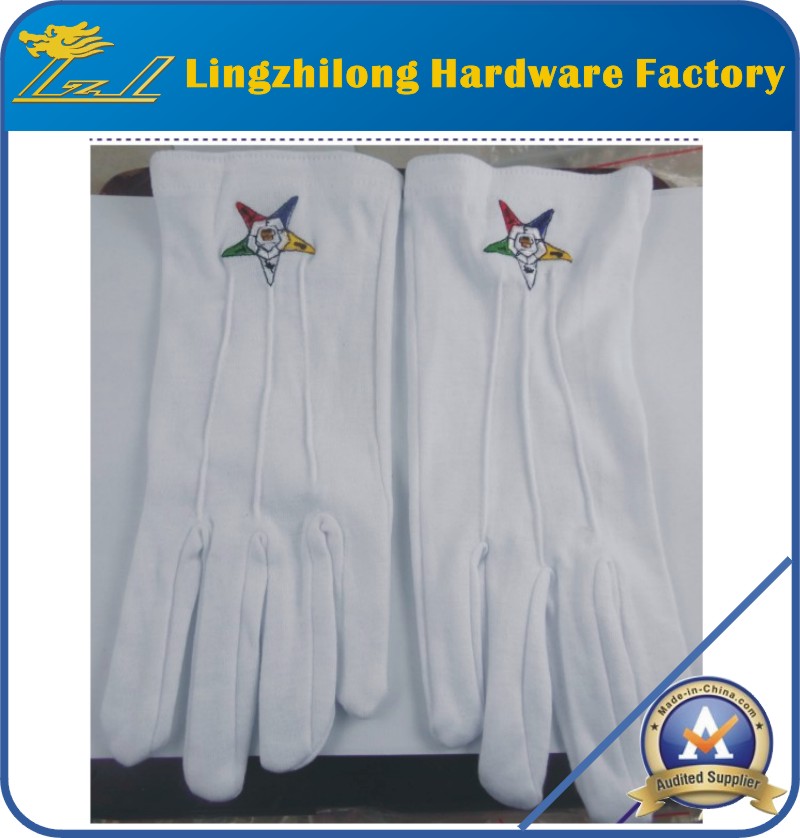 Hot Sales White Cotton Masonic Gloves