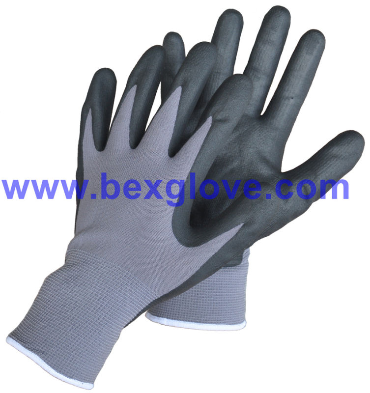 15gauge Nylon/Spandex Liner, Nitrile Coating, Micro-Foam Safety Gloves