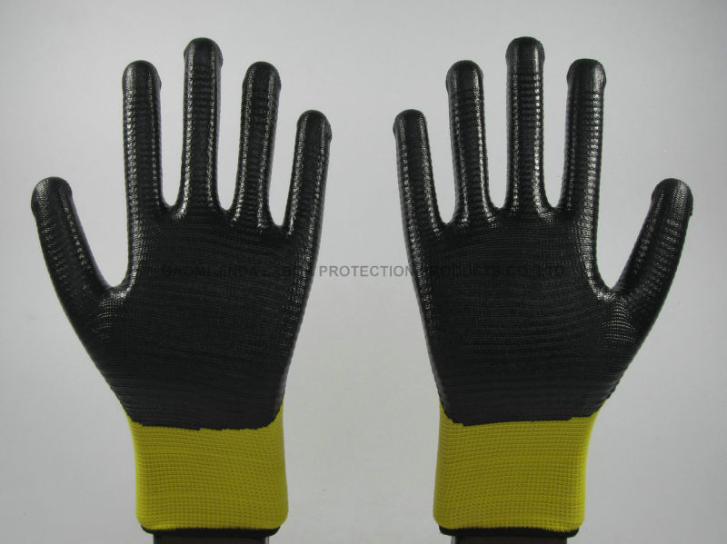 Nitrile Coated Zebra-Stripe Construction Safety Work Gloves (U203)