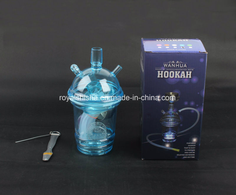 New Design Portable Cup Shape Acrylic Hookah Small Shisha with LED