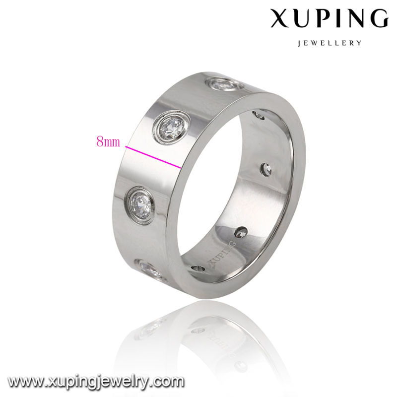 13974 Fashion Cool Cubic Zirconia Stainless Steel Jewelry Finger Ring for Men