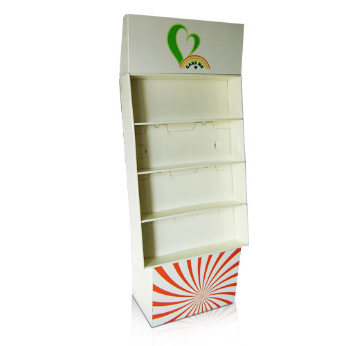 Cmyk Printed Cardboard POS Display, Floor Display Rack