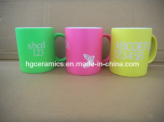 Fluorescent Ceramic Mug, Neon Color Mug, Neon Mug