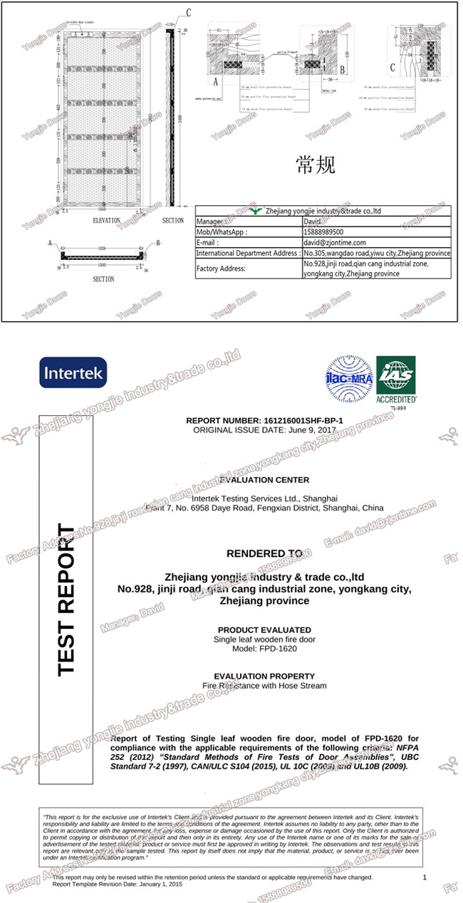 Single Double UL Listed Fire Proof Door