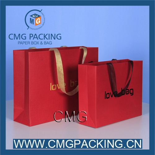 Color Red Paper Bag with Printing/Foil/Gold Hot Stamping Logo