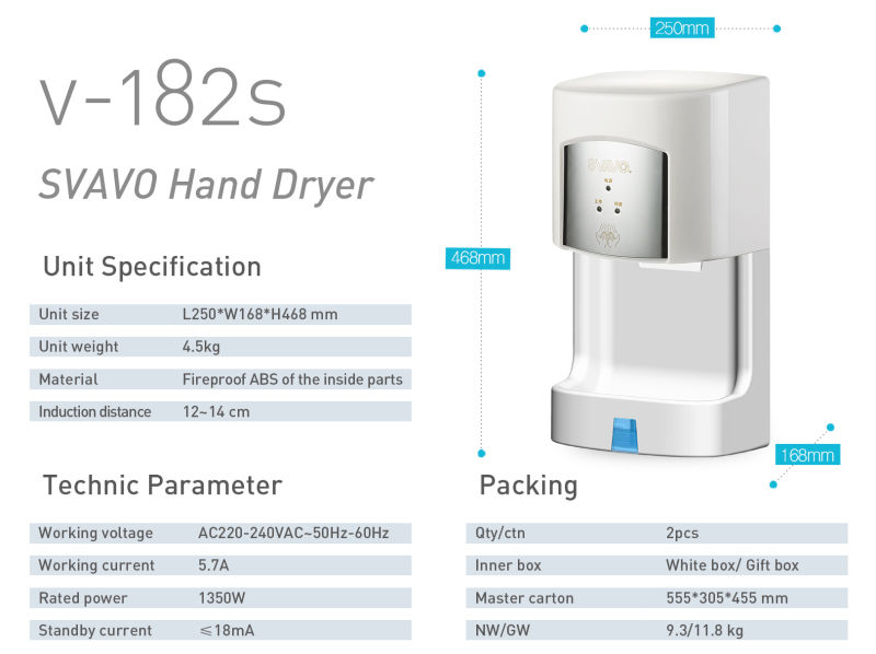 Washroom Accessories Sensor Hand Dryer with Sink (V-182S)