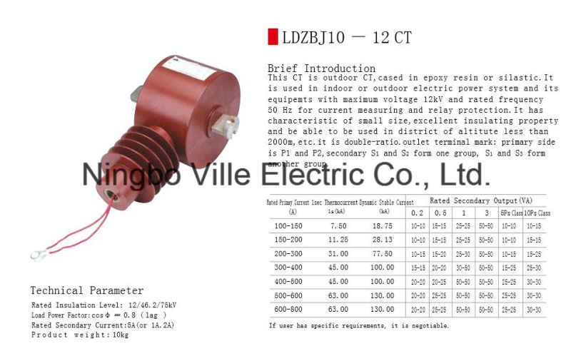 Outdoor Epoxy Resin Cast or Silica Gel Die-Casting Current Transformer Instrument Transformer