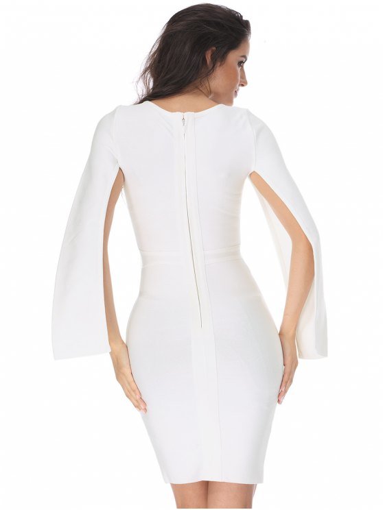 Slit Sleeve Plain Bandage Dress