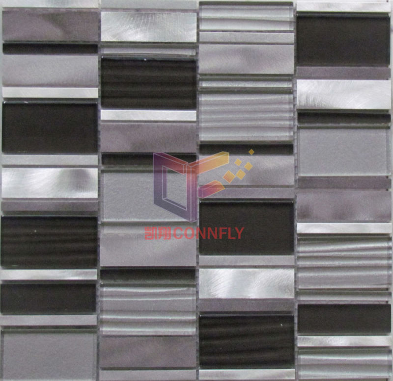 Shining Aluminium Mix Wave Glass Crystal Metal Mosaic Tiles (CFA61)