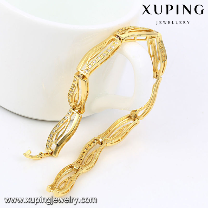 74468 Fashion Elegant 14k Gold-Plated CZ Diamond Imitation Jewelry Bracelet for Women