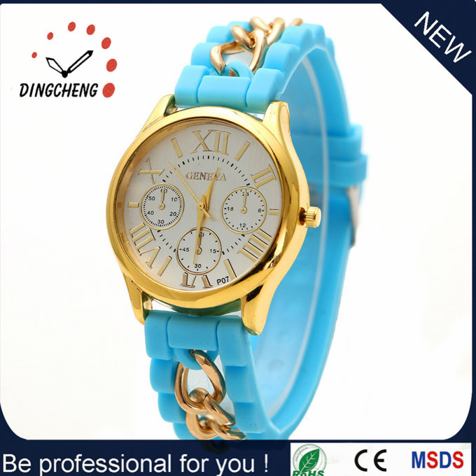 2016 Gift Christmas Gold Watch Quartz Movement Watch Diamond Silicone Strap Watch for Women Watch (DC-631)