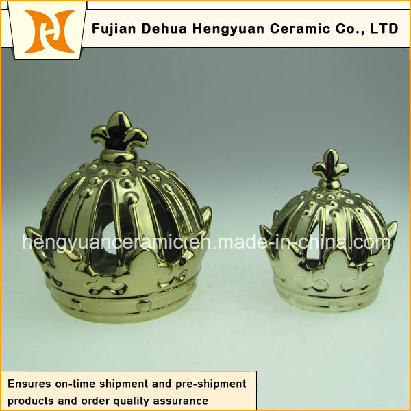 Surface Plating Ceramic Crown Candle Holders