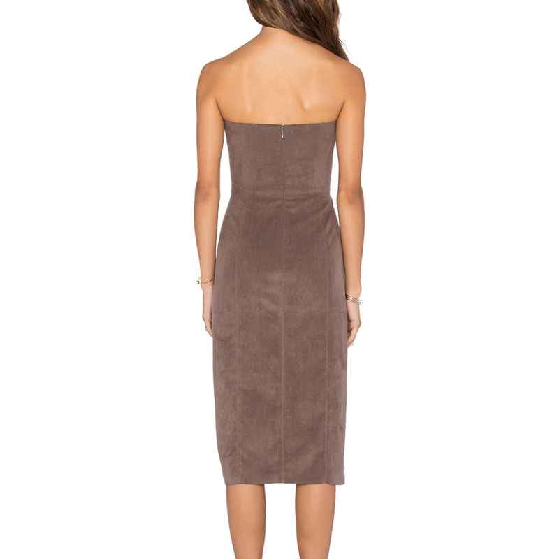 Strapeless Suede Slip MIDI Dress