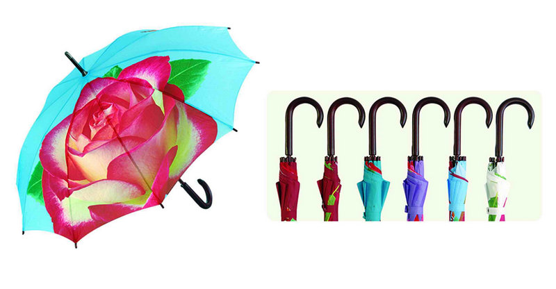 Straight Automatic Umbrella with Rose Printing (YS-SA25081007R)