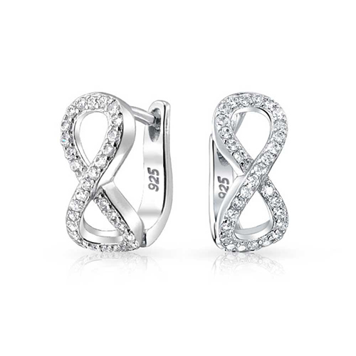 925 Sterling Silver Pave Cubic Zirconia Infinity Earrings