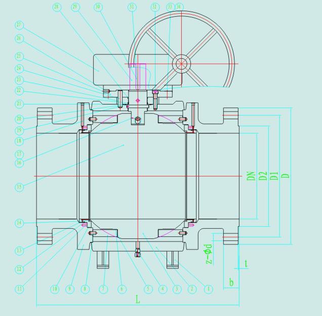 API Fully-Welded Trunnion Mounted Full Port Flanged Ball Valve