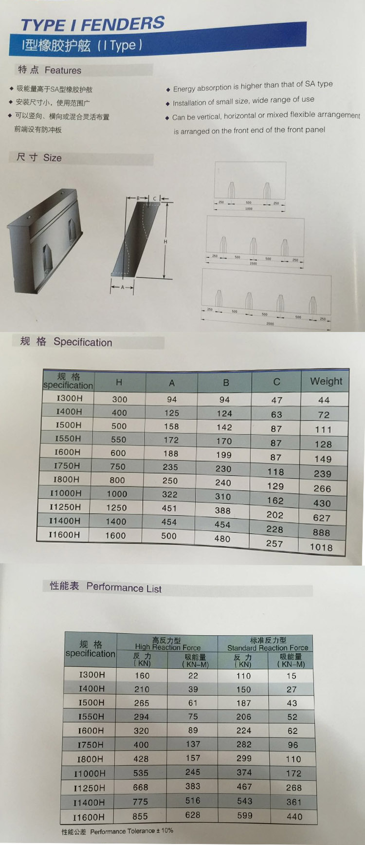 China Supplier Hot Sale I Type Marine Fender