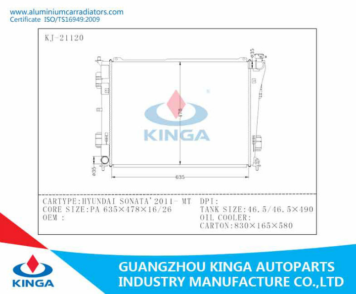 Radiator for Hyundai Sonata'2011-Mt