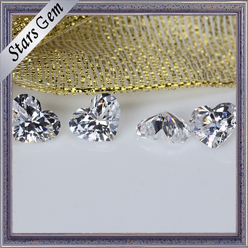 High Quality Excellent Cut Well Polished Heart Shape Cubic Zirconia Stones