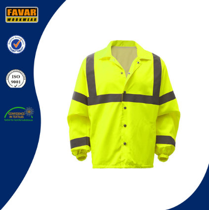 Hi Vis 100%Polyester Reflective Safety Waterproof Jacket with Breathable Lining