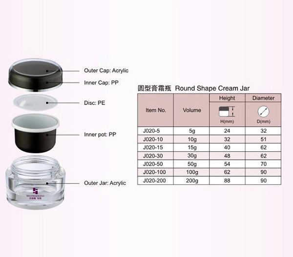 50g Round Acrylic Jar for Night Cream