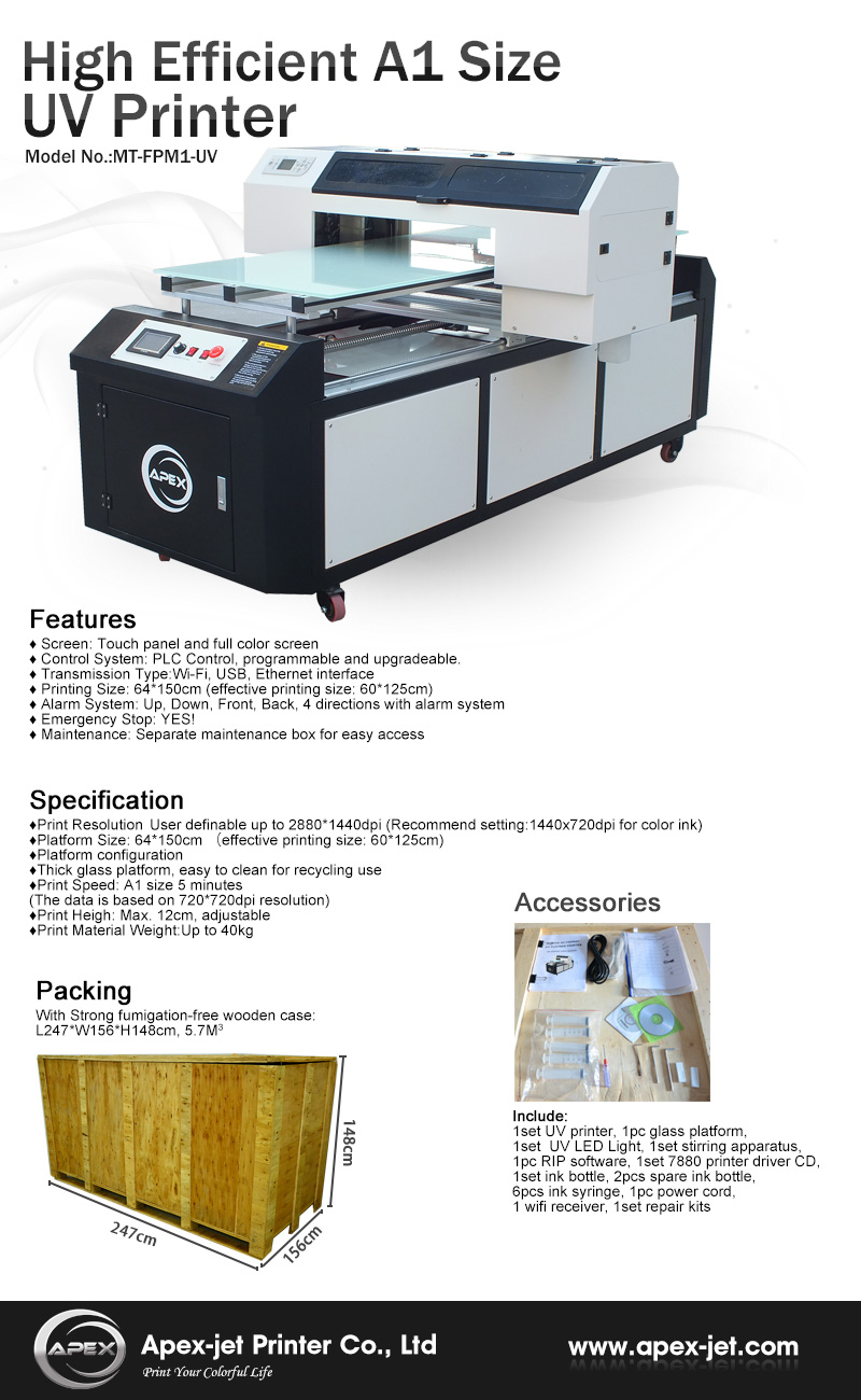 High Efficient A1 Size UV Printer