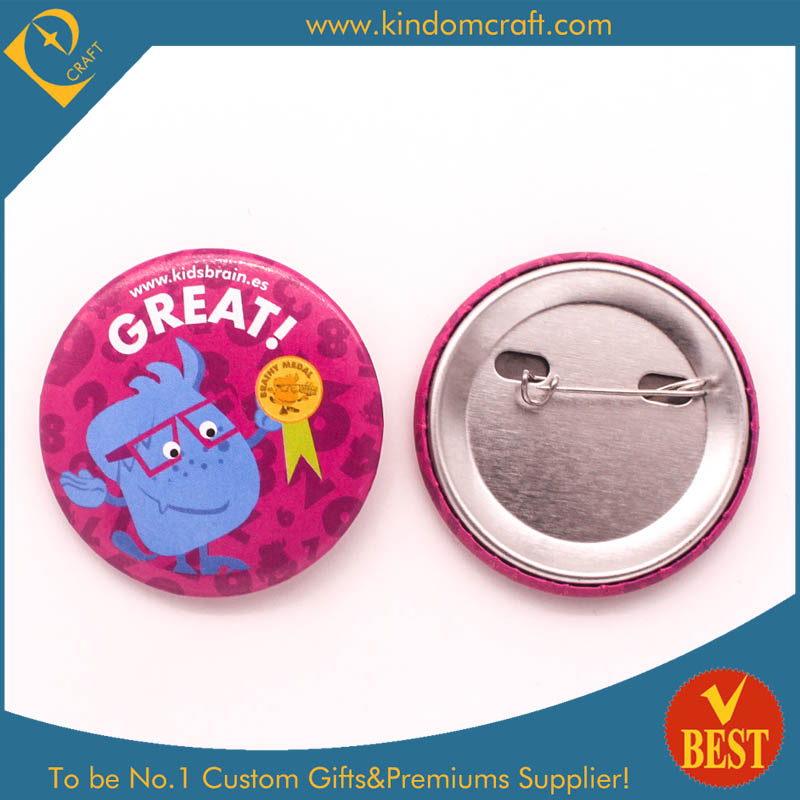 Educational Institution Praise Children Tin Button Badge in Low Price for Gift