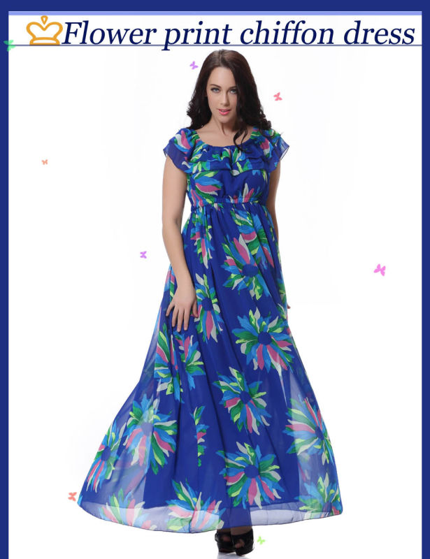 Big Yards Chiffon Printing Changed Dress Beach Dress