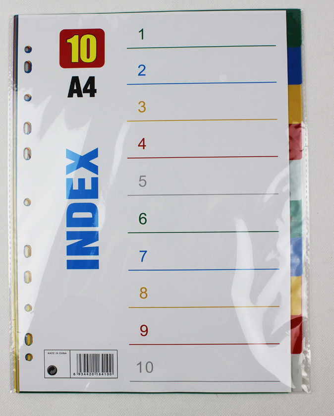 10 Pages Colored PP Index Divider Without Number Printed (BJ-9022) , China Manufacturer of Index Divider, China Factory of Index Divider.