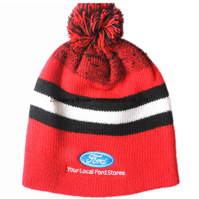 Custom Made Acrylic Wool Promotional Logo Embroidered Customized Knit Snappy Beanie