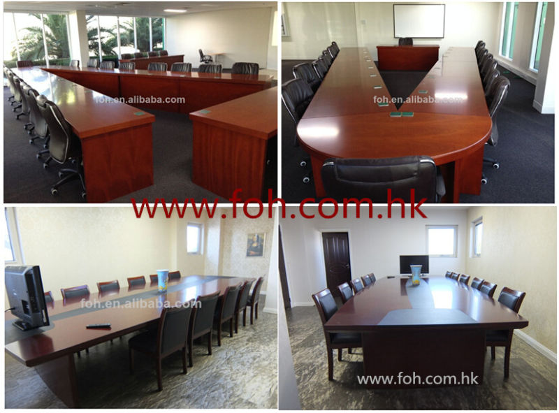 Modern Office Furniture Metal Base Glass Conference Table (FOHJ-8086)