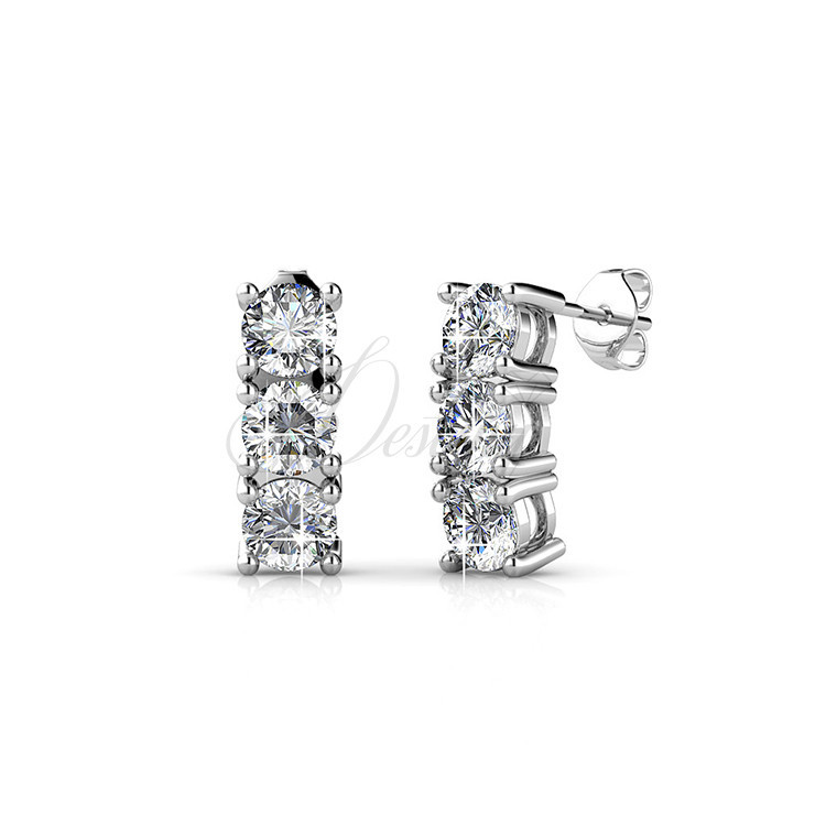 Destiny Jewellery Crystal From Swarovski Tri Stud Earrings