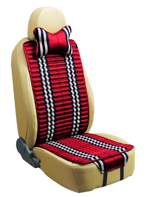 Checked Linen and Velvet Car Seat Cover Double Sides Use-Red