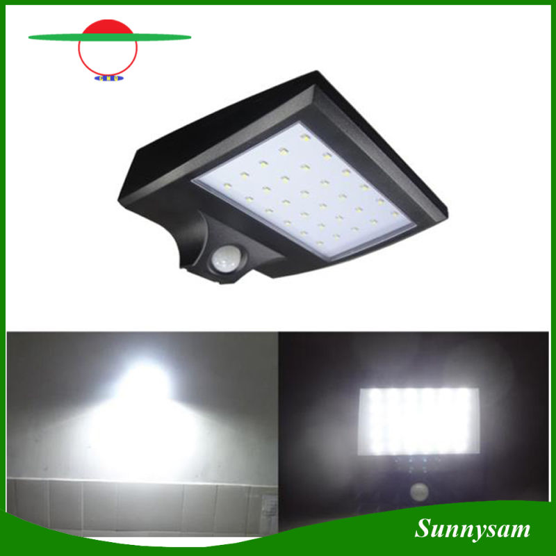 Motion Sensor Solar Lamp 30 LED Super Bright Security Lighting Outdoor Garden Wall Light with Black and Grey Color