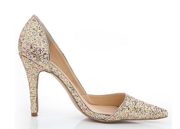 Fashion Color Sequined High Heel Women Shoes (HS17-061)