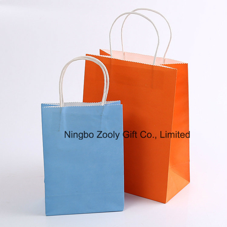 Color Printing Twisted Handle Kraft Paper Carrier Bags