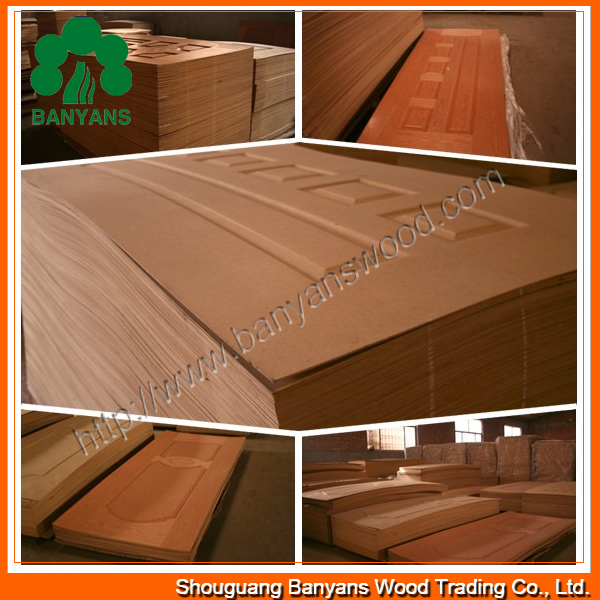 2.7-4.2mm Molded/Moulded Melamine/Wood Veneer HDF Door Skin for Interior Doors