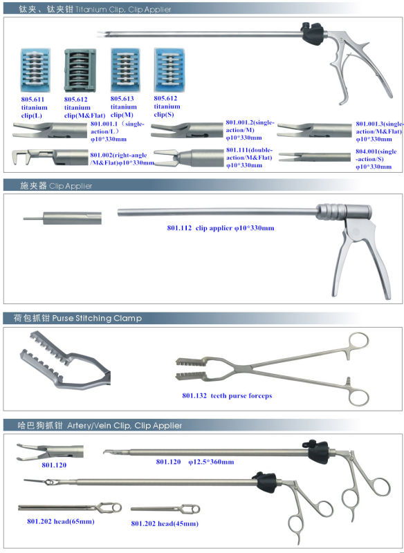 Laparoscopic Surgical Forceps Titanium Clip Applicators