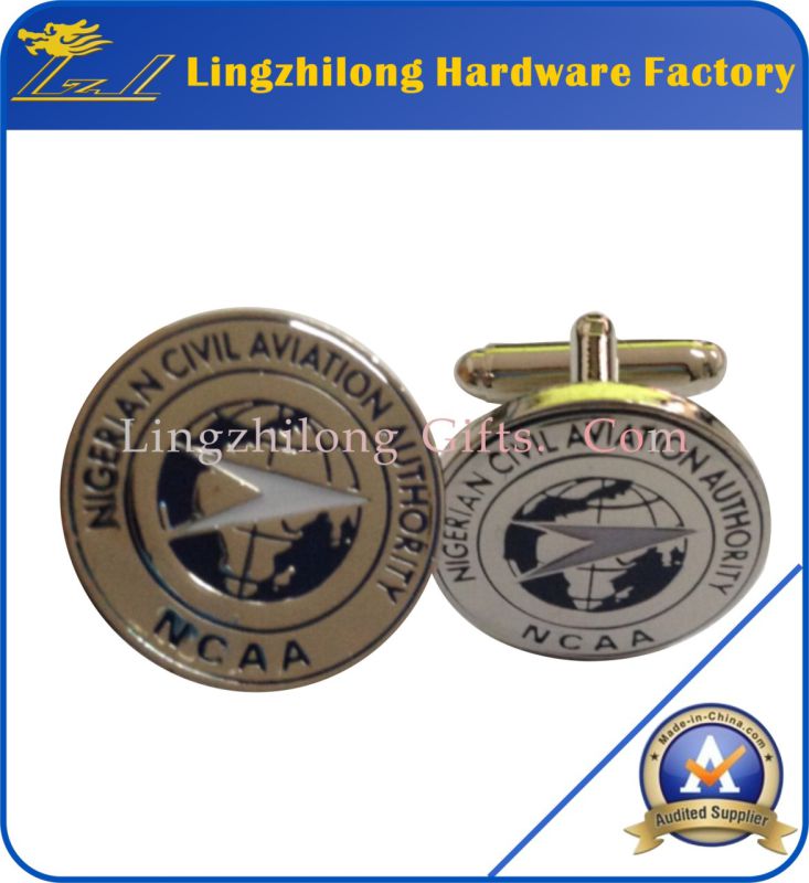 Epoxy Coating Silver Metal Cufflinks