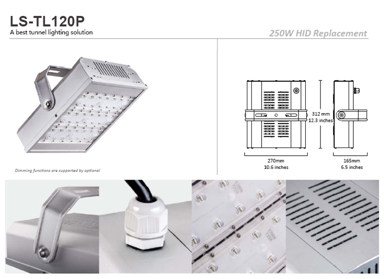 120W High Power Lighting Outdoor Industrial LED Tunnel Light