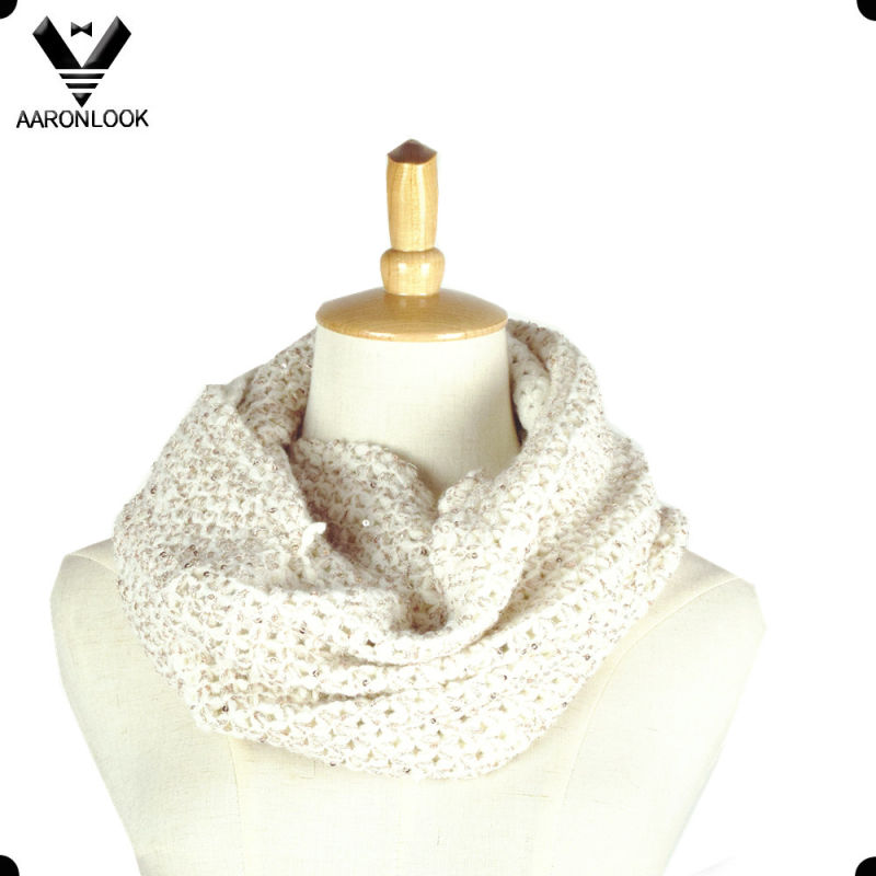 Fashion Knitted Acrylic and Sequins Yarn Scarf Snood