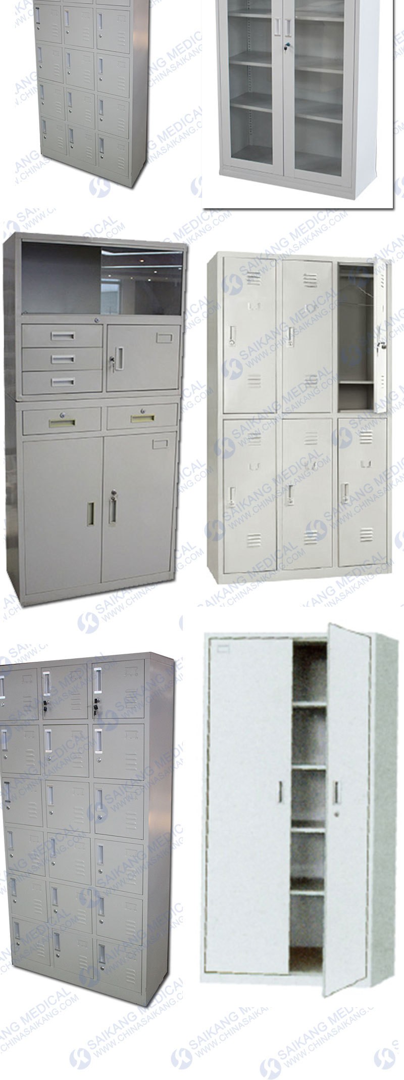 Hospital Instrument Cabinet Two Parts with Glass Doors