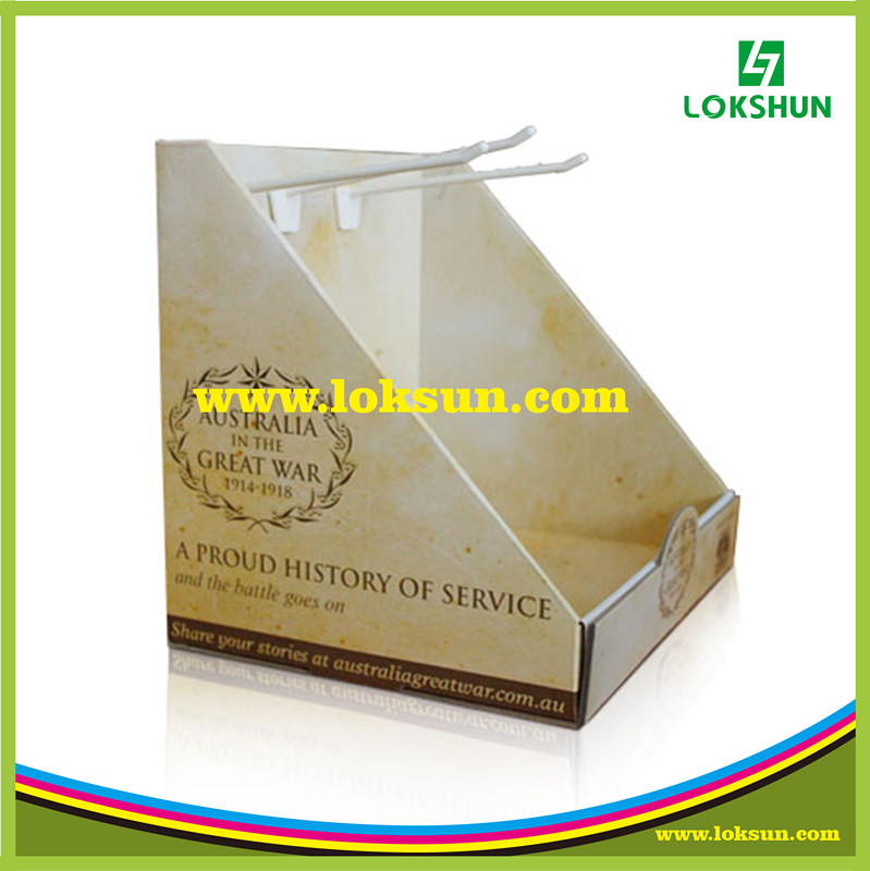 Cardboard PDQ Paper Counter Display Boxes with Hook