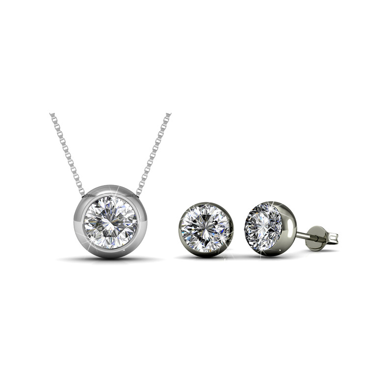 Destiny Jewellery Crystal From Swarovski Round Set Pendant and Earrings